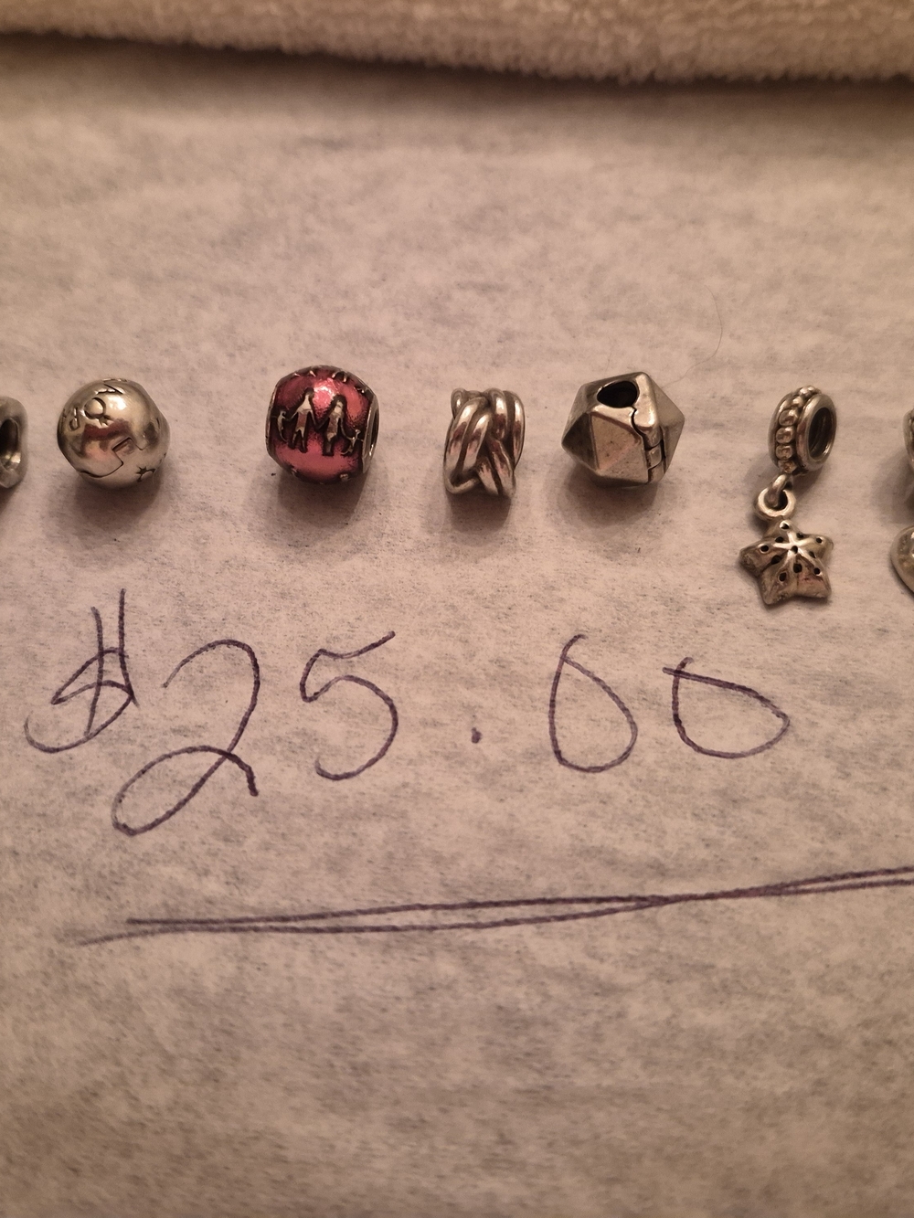 Sterling Silver and Pink Enamel Charm Bead - Women Jewelry